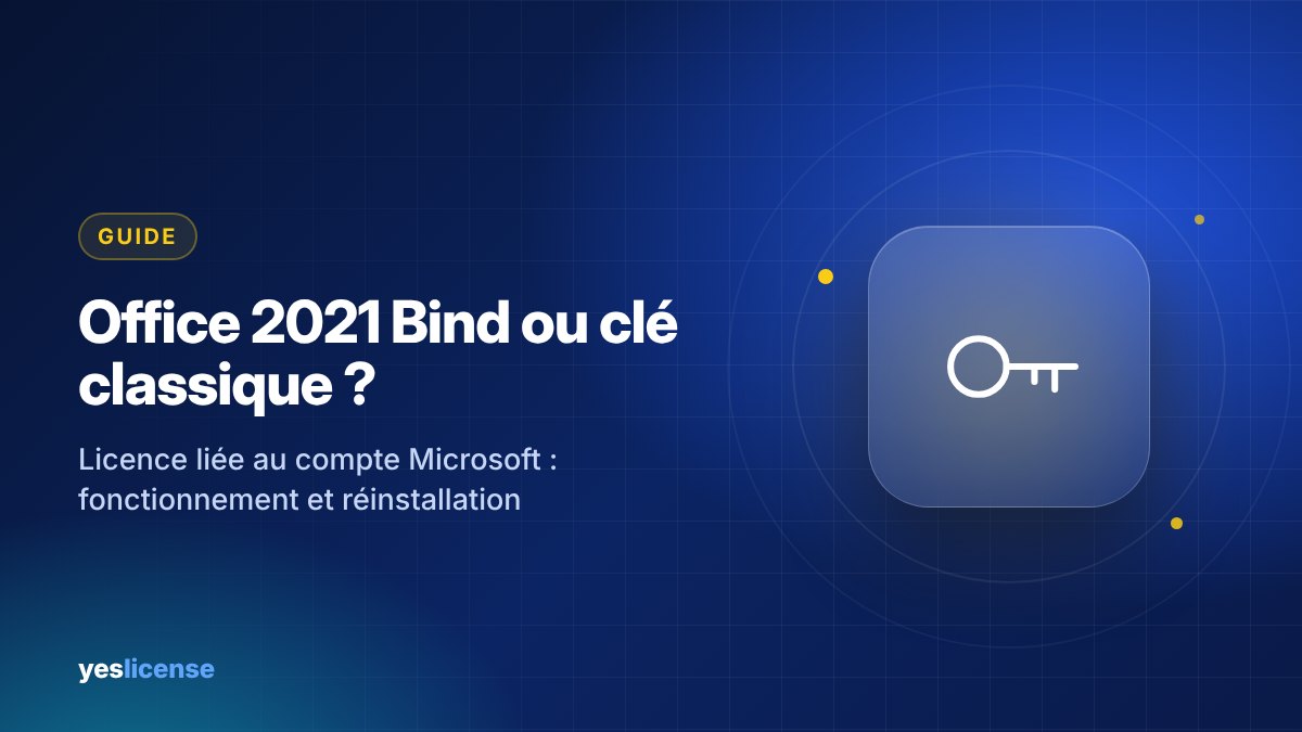 Clé Office 2021 Bind liée au compte Microsoft comparée à une clé classique