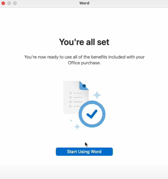 Office setup completion confirmation screen